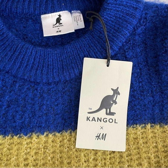 H&m x Kangol Fuzzy Striped Oversized Sweater Size Medium - Picture 8 of 13